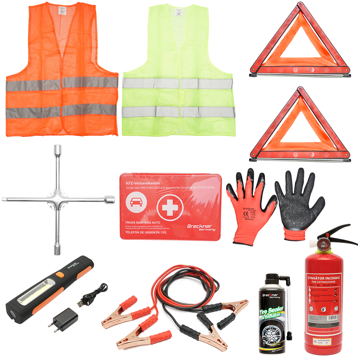 Kit siguranta auto, pachet legislativ obligatoriu de prim ajutor DIN 13164 Breckner Germany