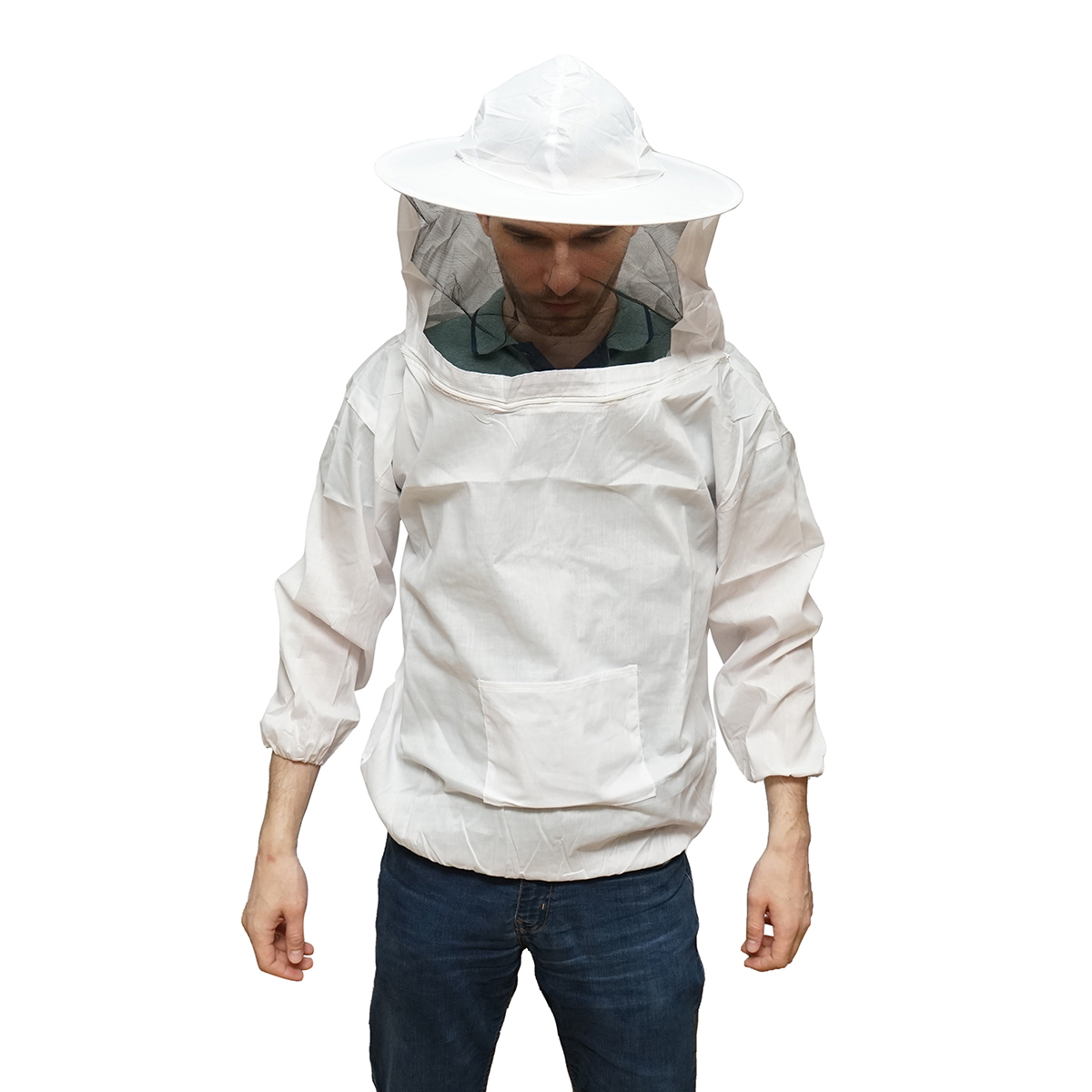 Bluza apicola alba cu masca de protectie marimea XXL